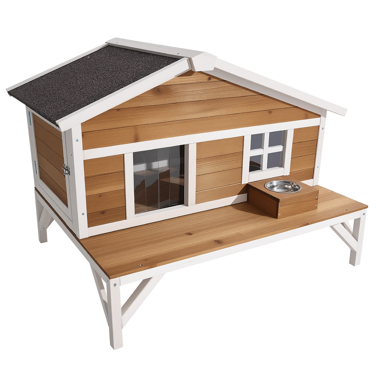Isolierte Katzenhütte Aus Holz Mit Plattform Für Den Außenbereich_voghion.com